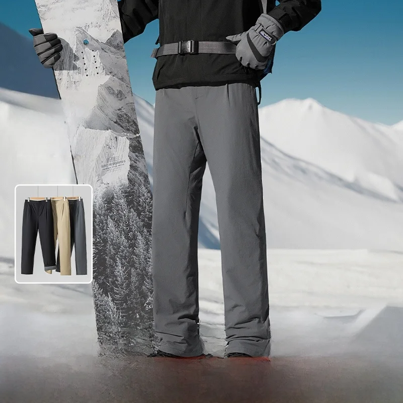 

Зимние уличные мужские брюки Du down, морозостойкие водонепроницаемые ветрозащитные прямые брюки, модные длинные брюки для молодежи, повседневные