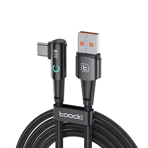 Toocki 6A USB C Cable 90 Degree For OPPO 100W Fast Charging Cord For Honor Huawei Oneplus Realme Charger Data Wire