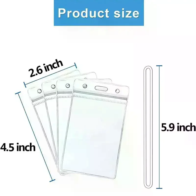 10 Pcs Clear Plastic ID Badge Holders Waterproof Resealable Seal With Lanyards For Office School Events