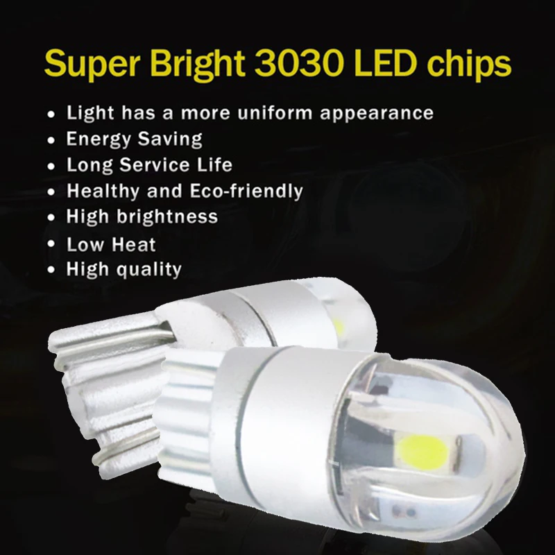 2 шт. W5W T10 2 SMD 3030 Светодиодные лампы Супер яркие белые для автомобилей Внешние дневные ходовые огни Лампа 12 В Свет номерного знака Turn L