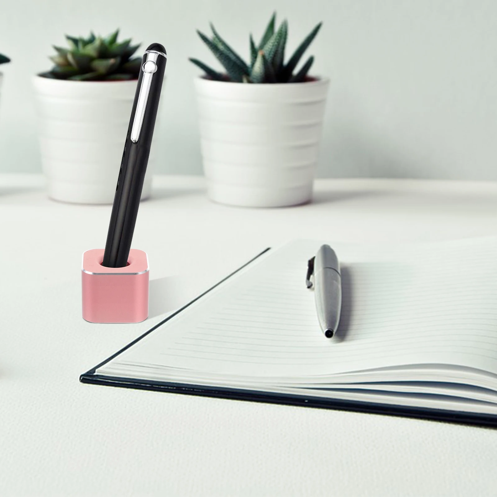 

Metal Holder Single Hole Aluminum Alloy Desk Stand For Fountain Quill Pen Ink Pen Storage Desktop Organizer