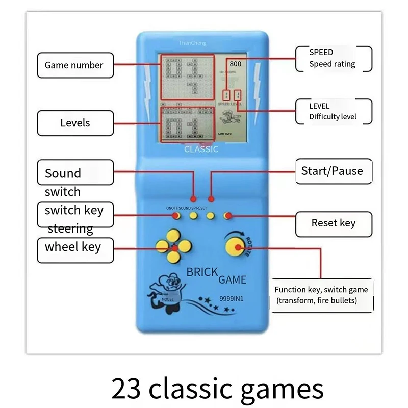 LZAKMR Mini Handheld Game Console Built-in 23 Games 80 Childhood Classic Tetris Retro Old Fashioned Children\'s Student Toys