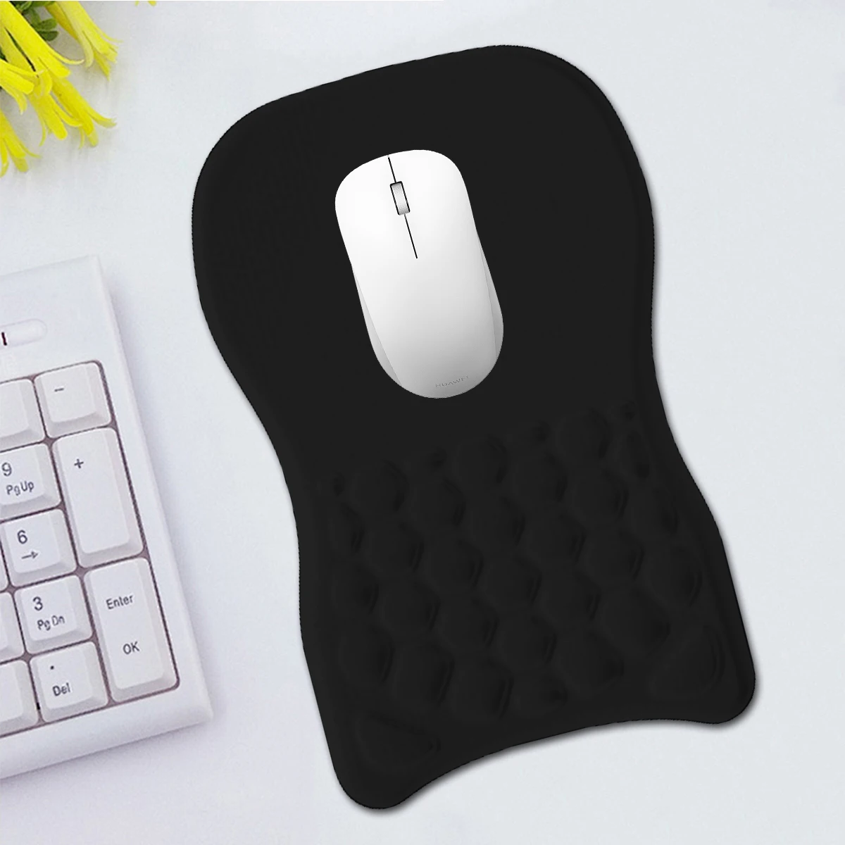 

Black Ergonomic Mouse Pad with Wrist Support Memory Foam Massage Wirst Rest Mousepad for Gamer PC Computer Moouse Mat Office