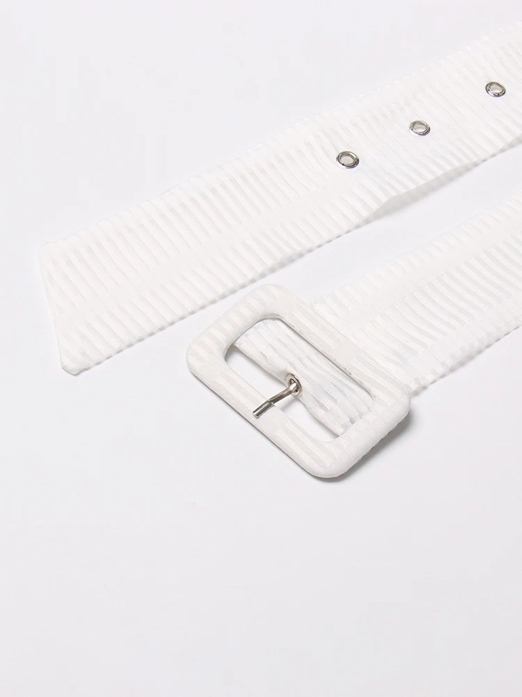 TWOTWINSTYLE Minimalist Dresses For Women V Neck Long Sleeve High Waist Patchwork Lace Temperament Dress Female Fashion Style