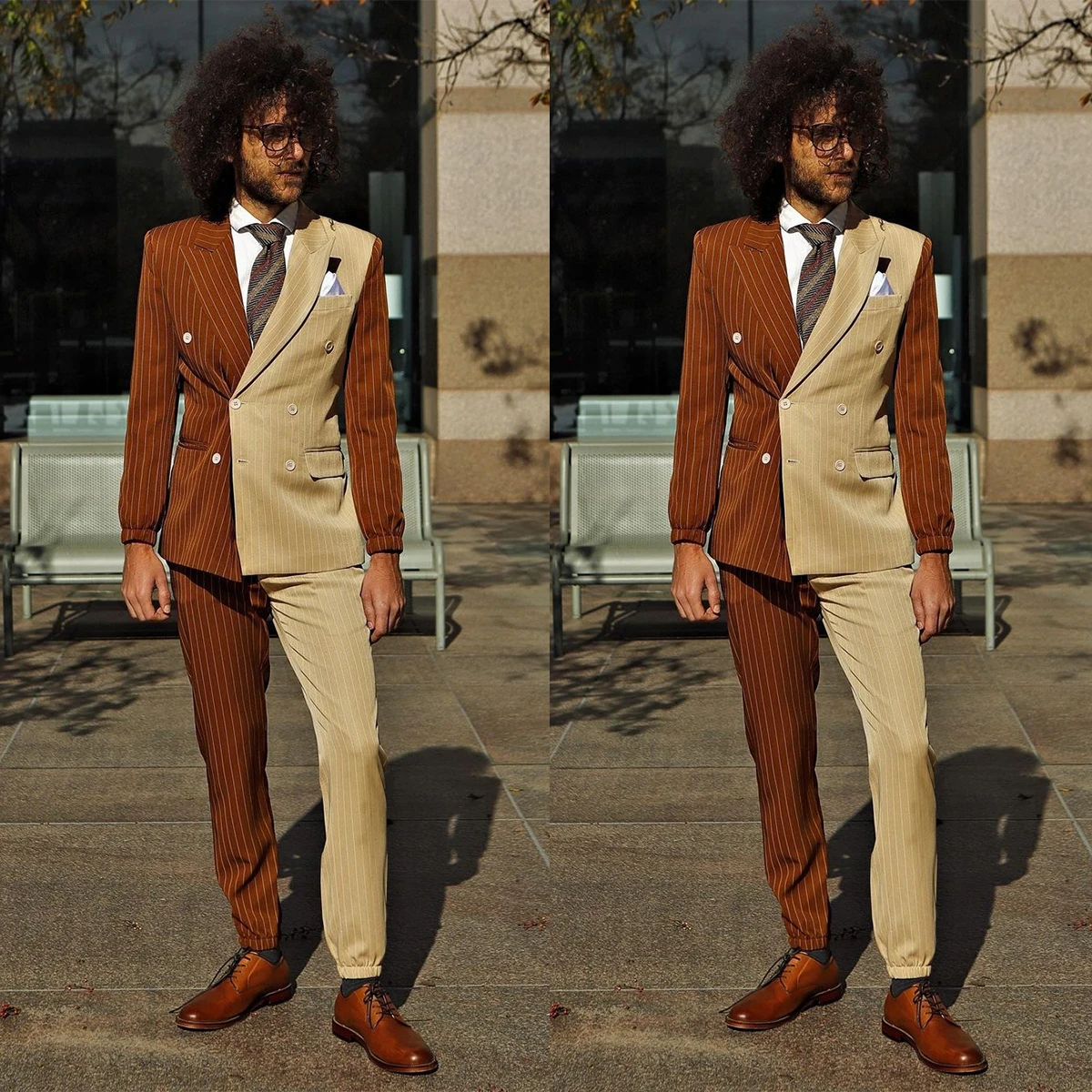 

Contrast Color Wedding Men Suits Vintage Tailor-Made Groom Tuxedo 2-Pieces Coat Pant Formal Occasions Party Singer Costume Made