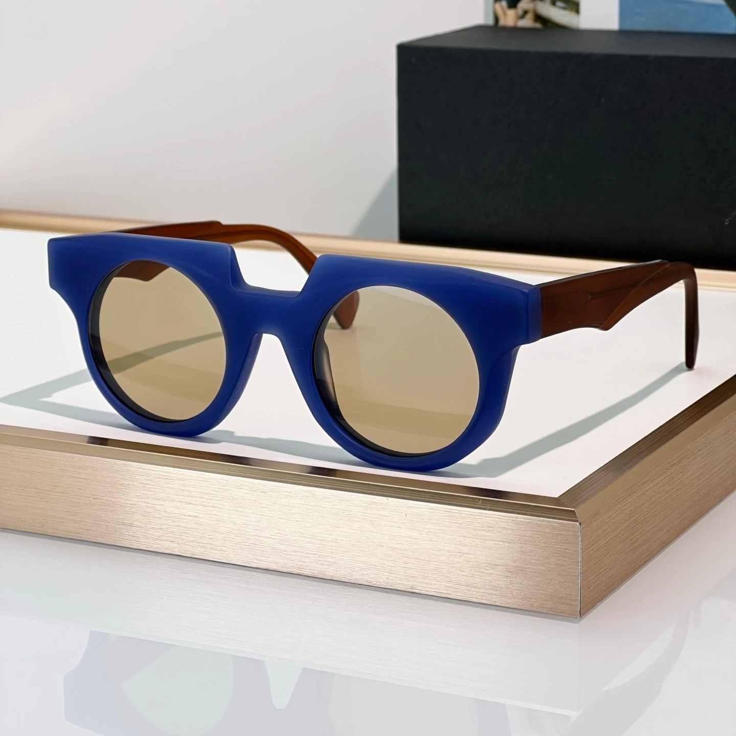 Tough Man Style KUB Sunglasses MaskeU1 Luxury Fashion Trend Vintage Solid Thick Acetate UV400 Retro Round Unisex 3A+ Top Quality