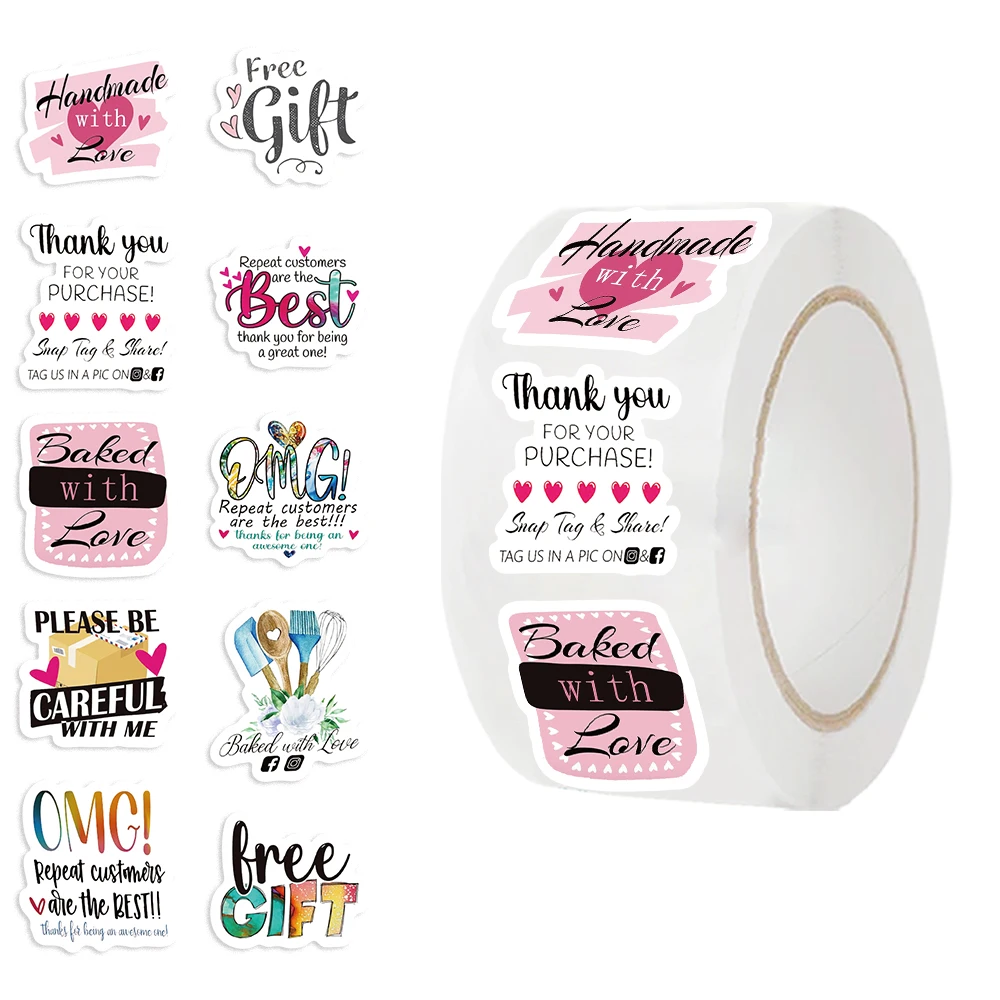 500pcs Cute Reward Stickers Roll with English Thanks Stickers for School Teacher Kids Student Stationery Stickers Kids