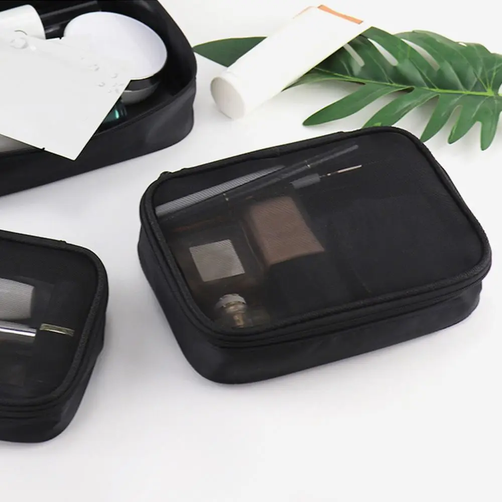 Vrouwen Transparante Rits Make-Up Tas Toilettas Mesh Make-Up Tas