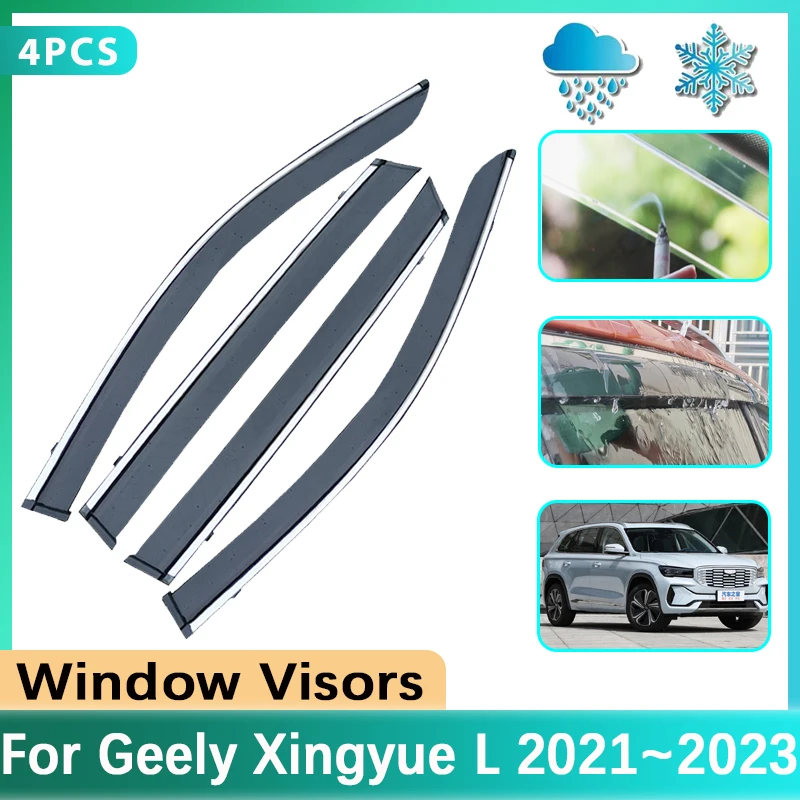 Car Windows Visor For Geely Monjaro 2023 Accessories Xingyue L 2021 2022 Door Rain Smoke Guard Cover Deflectors Car Accessories