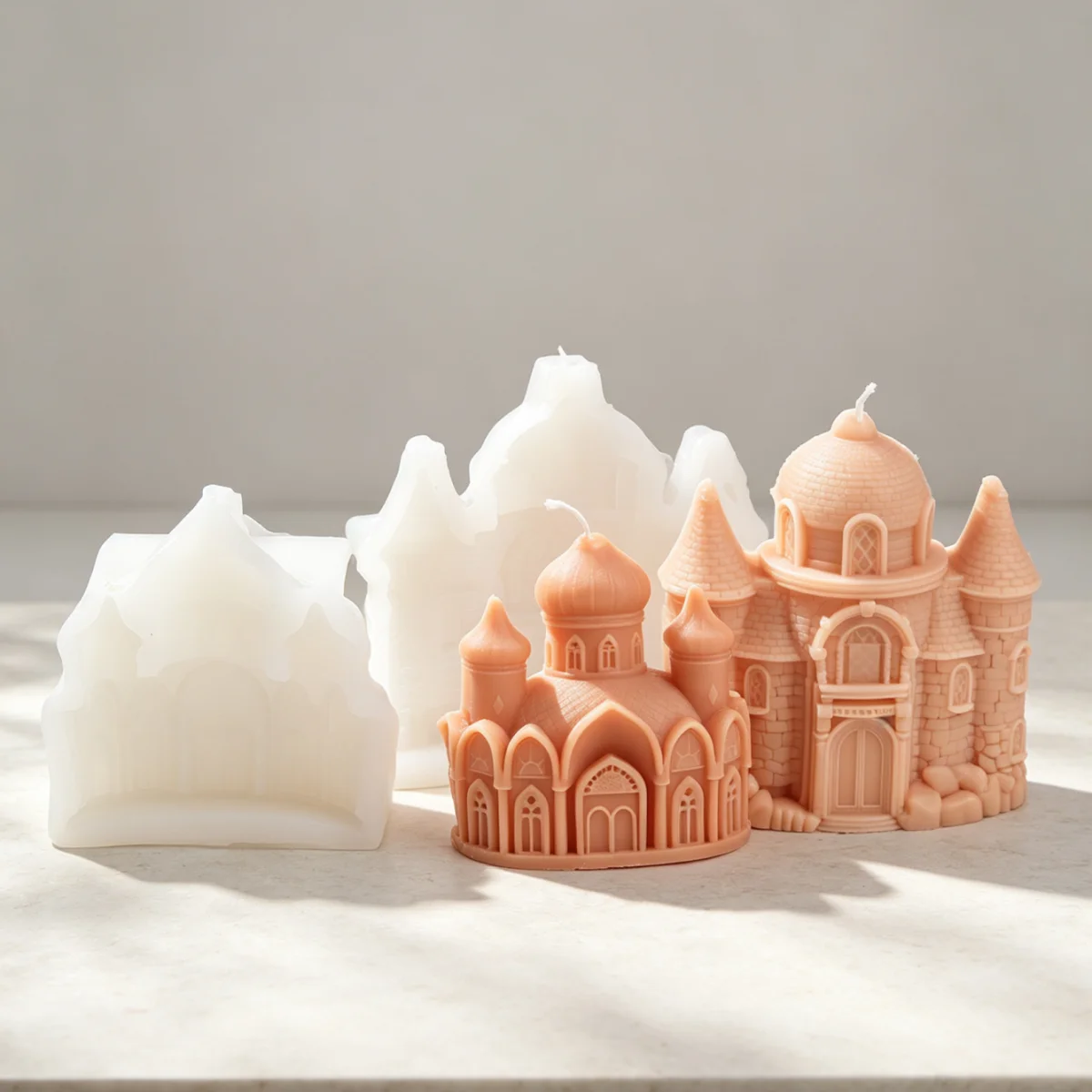 3D-Schloss-Kerzenform aus Silikon, Palast-Gebäude-Form für DIY-Aromatherapie-Kerzen und Gips, Heimdekoration, Handgemachte Geschenke