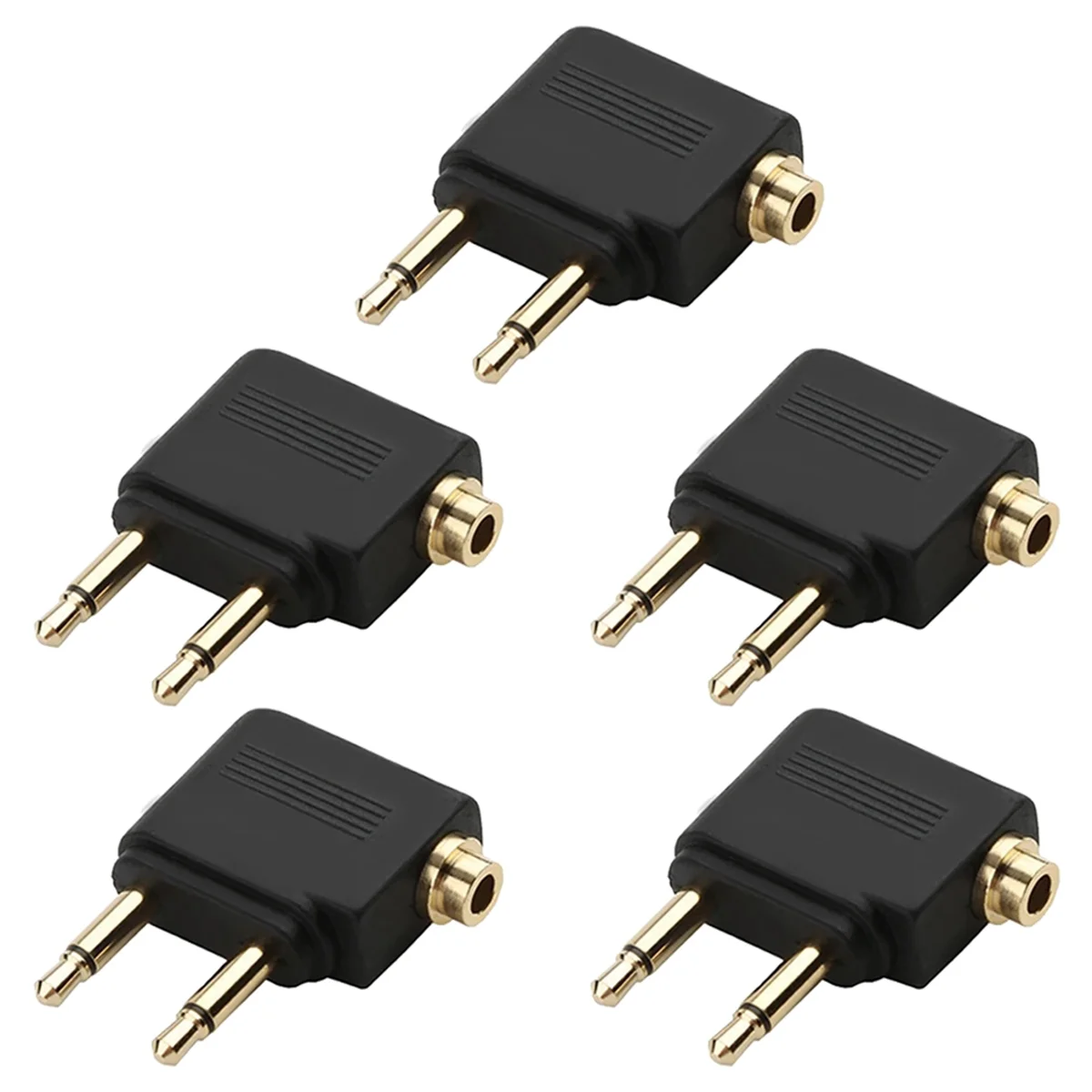 5Pcs 3.5mm Plug Adaptor Jack Audio Headphone Converter Adapter Headset Connector for Airline Airplane Travel Earphone