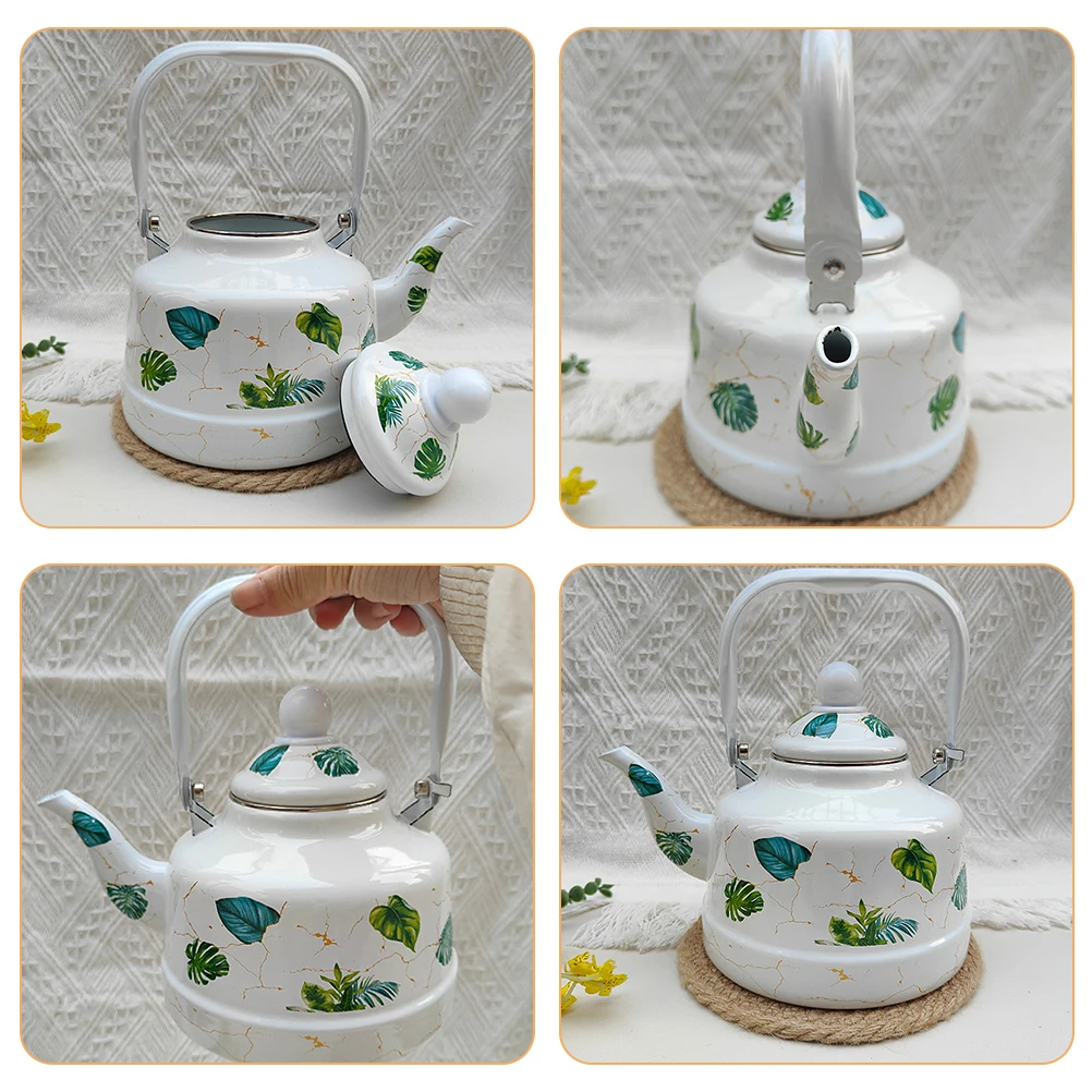

Vintage Enamel Teapot Stovetop Kettle Cold Water Bottle Kettles for Boiling