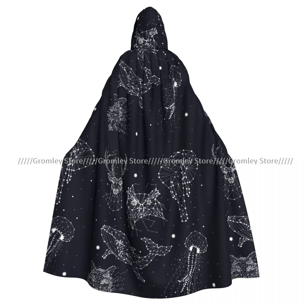 Medieval Halloween Cosplay Cloak Hooded Coat Constellation Owl Whales Jellyfish Fox Cape Coat Long Trench Costume Wizard Cloak