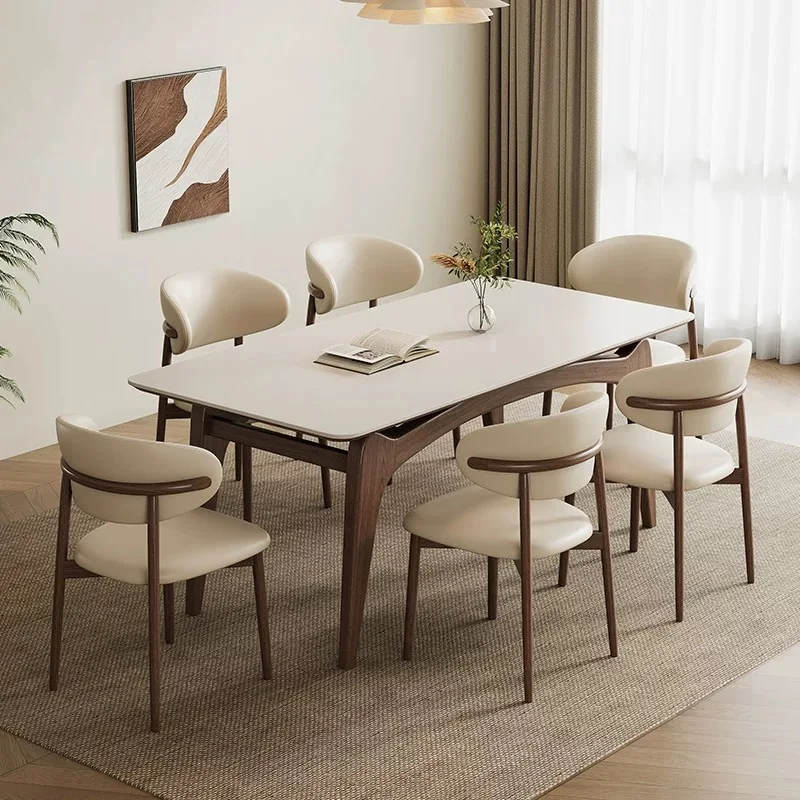 

Minimalist Luxury Modern Rectangle Marble Solid Wooden Dining Table Chair Set 4 6 Seater Kitchen Full Furniture Unique Designs