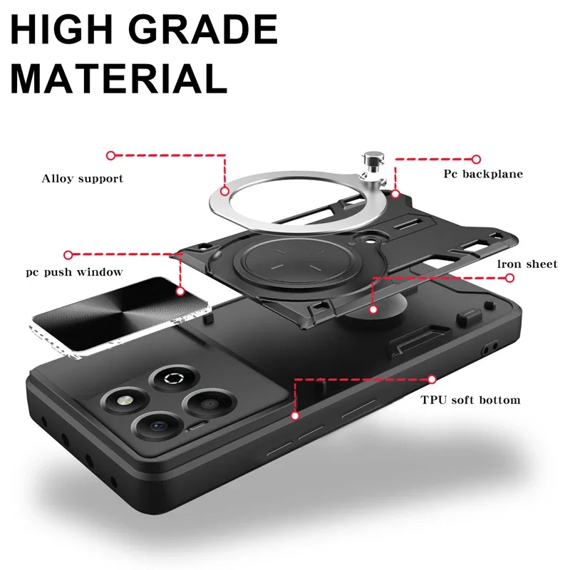 حافظة لهاتف Honor X6b 4G حافظة حلقية مغناطيسية غطاء خلفي لهاتف HonorX6b Honor Honer X6 b X 6b 4G كاميرا منزلق حماية درع Funda