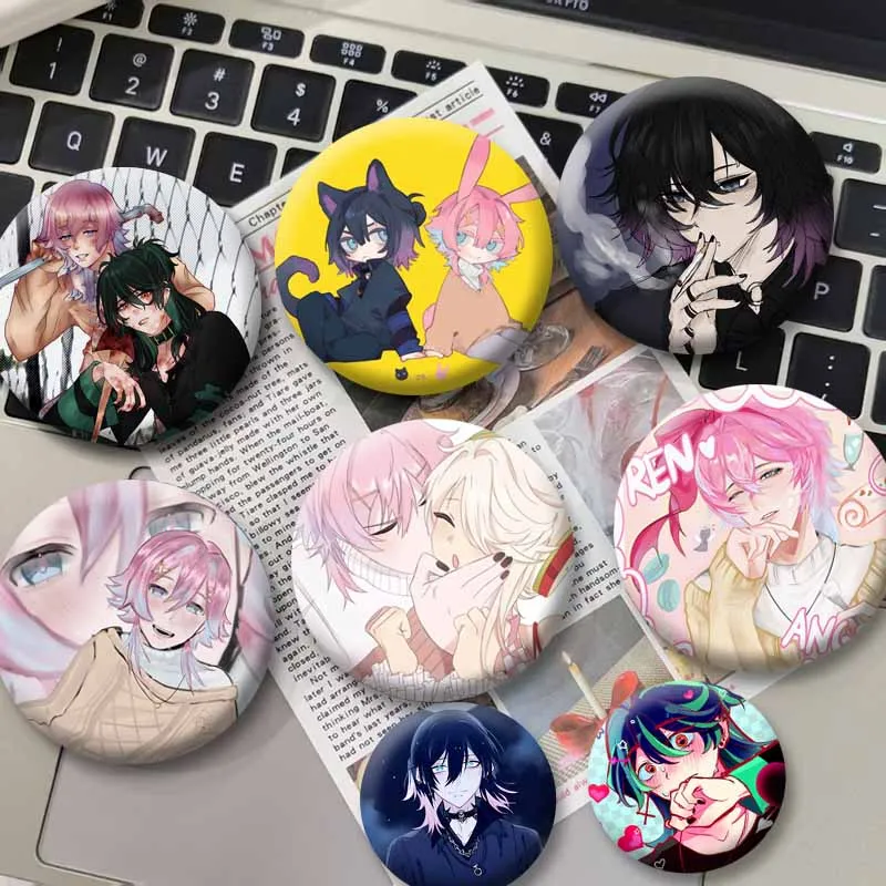 14 Days with You Anime Game Enamel Pins Cute Cartoon Ren Sol Button Brooch Cosplay Badge Bag Hat Decor Jewelry Accessories Gifts