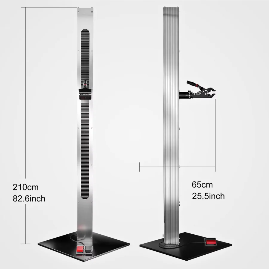 80kg Heavy Duty Electric Bike Repair Stand Servo Motor Worm Gear System Adjustable Height 70-185cm Floor Standing E-MTB Workshop