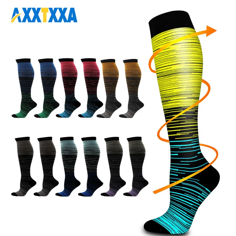 1 Pair Compression Socks for Women Men, Compression Stockings 20-30mmHg for Swelling, Recovery, Running, Nurses, Knee High Socks