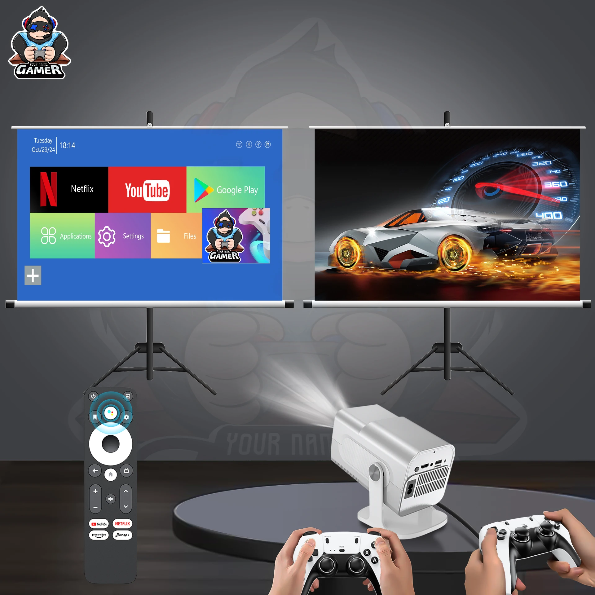 New HCS350Max Projector Wireless Bluetooth with Game Controller Projection HD Support Android 11 Smart Game Console