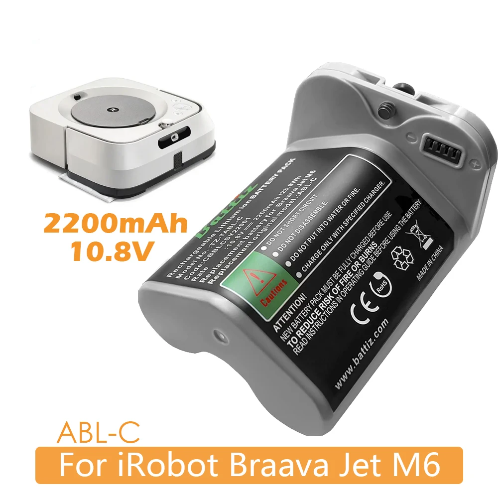 Replacement ABL-C Battery Pack Compatible with iRobot Braava jet M6 Vacuum cleaner 10.8V 2200mAh