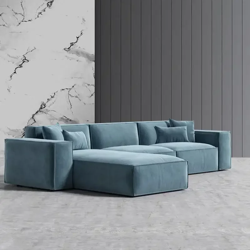 

Nordic design square leisure corner combination latex three-person fabric sofa custom living room Italian minimalist luxury