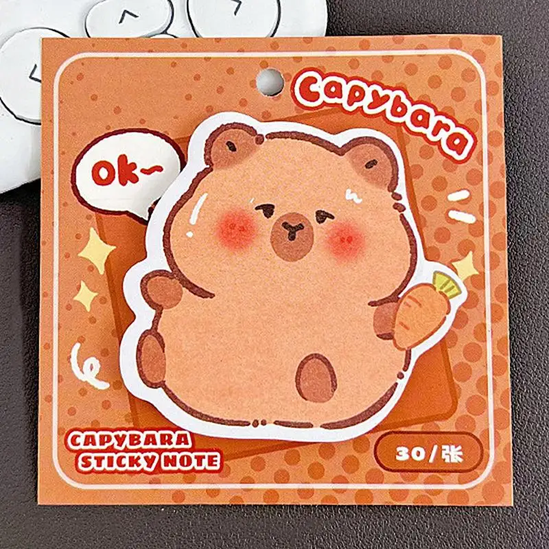 Cute Cartoon Capybara Sticky Note Memo Cute Sticky Notes Irregular Notepaper 30 Sheet Tearable Sticker Stationery Supplies