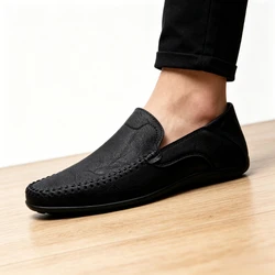 Genuine Leather Men Shoes Casual Formal Mens Loafers Moccasins Luxury Brand Italian Breathable Slip on Male Boat Shoe Size 46 47