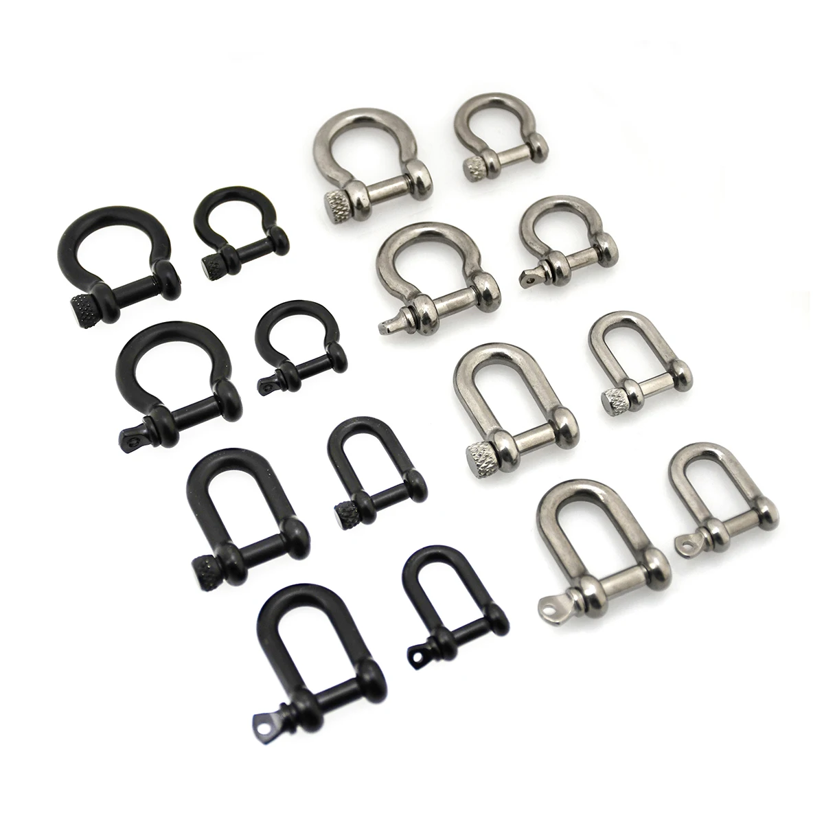 1 Uds grapas de acero inoxidable mosquetón D grillete de arco llavero gancho tornillo conector de junta hebilla de Metal sólido