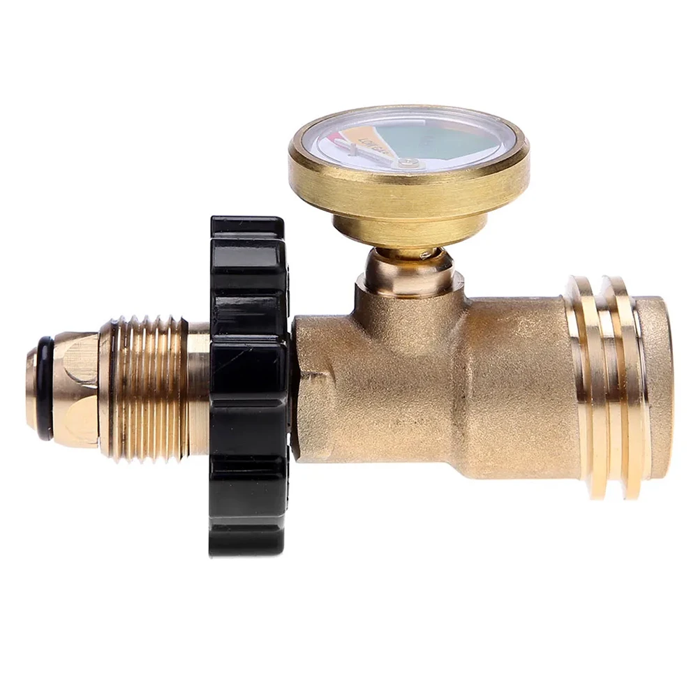 POL Propane Gas Gauge Meter Tank Type1 Propane Tank Adapter Universal Pressure Gauge Connector for QCC1 Built-in Leak Detector