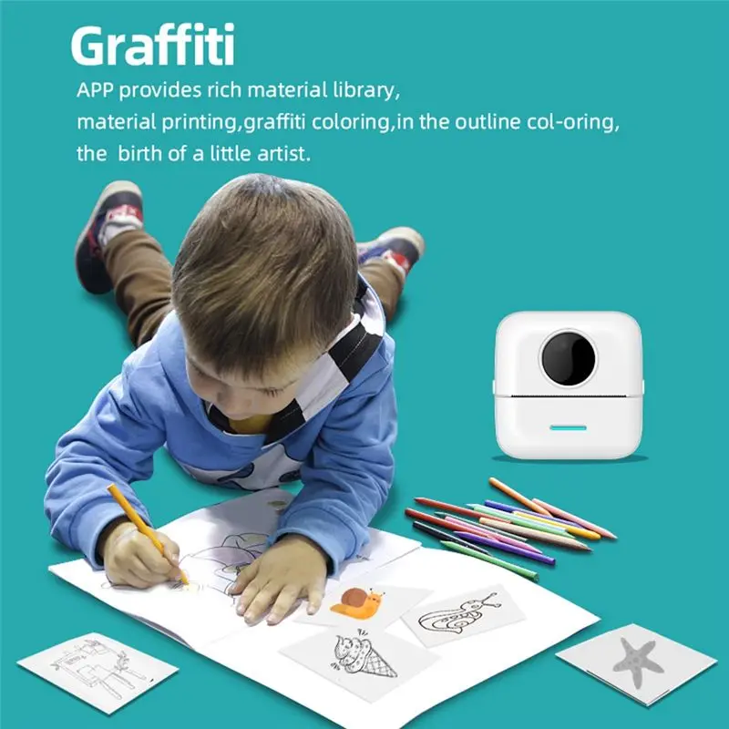 

【A90U】X5 Portable Mini Wireless Thermal Pocket Printer Sticker Printer for DIY/Note with 10 Rolls Thermal Paper And Sticker-B