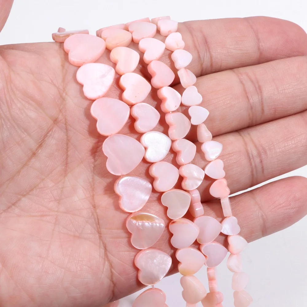 Pink 6 8 10 12mm Love Heart Shape Dyed Shell Beads Mother of Pearls Natural Loose Spacer Shells for Jewelry Making Accessories