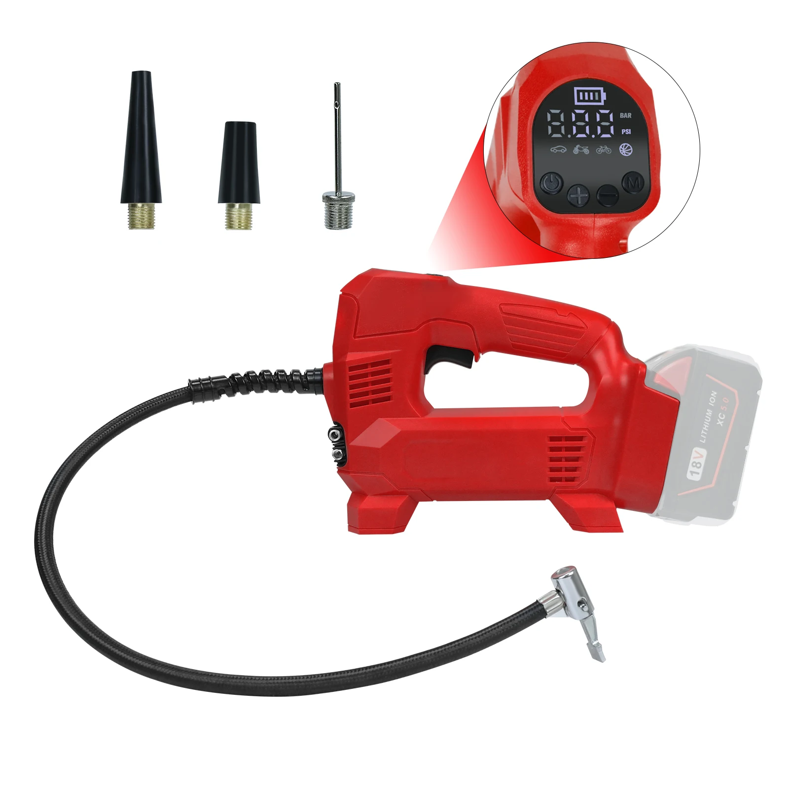 Electric Air Pump 150PSI Max Portable Tire Inflator Air Compressor with Digital Pressure Gauge for Milwaukee Battery(No Battery)