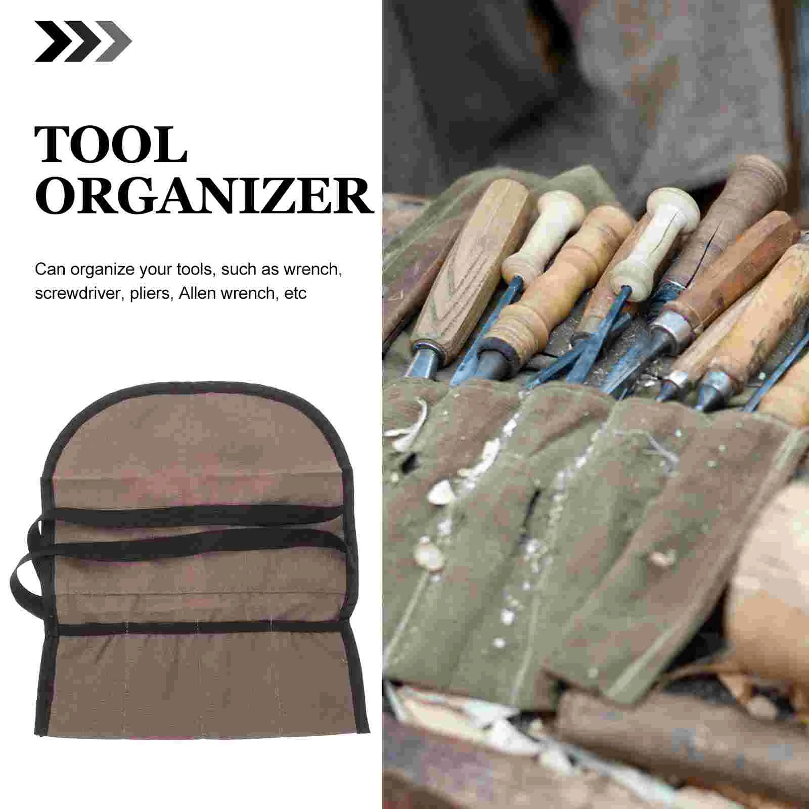 2 Pcs Tool Storage Bag Small Pouch Canvas Spanner Organizer Multi-Purpose for Tools Utility Bags Kit