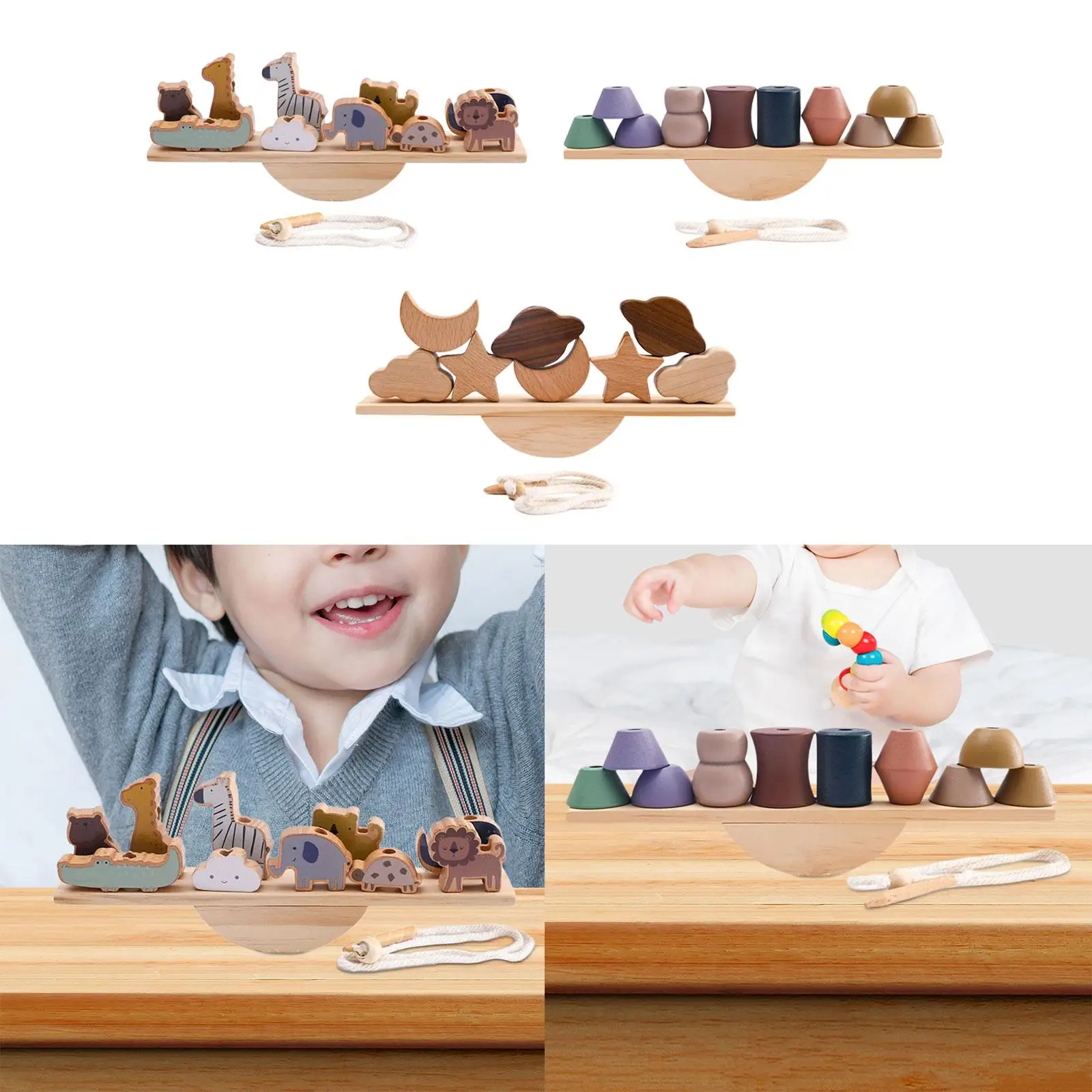 Wooden Balancing Blocks Toys Montessori for Toddlers Preschool Birthday Gifts