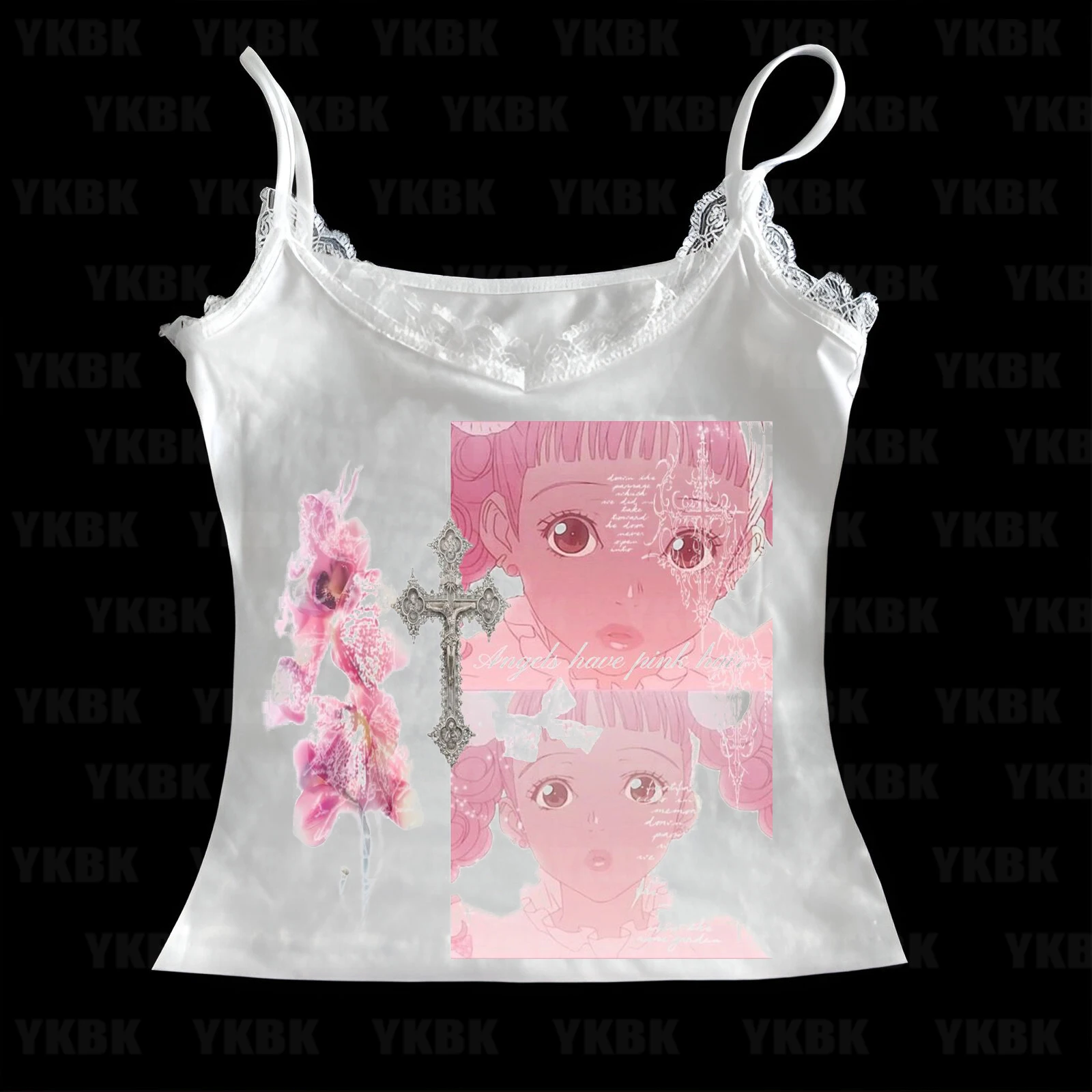 

Белая уличная одежда с готическим принтом Y2K, женские подтяжки, эстетические укороченные топы, портретные футболки, жилет в стиле Харадзюку, одежда, футболка с короткими рукавами