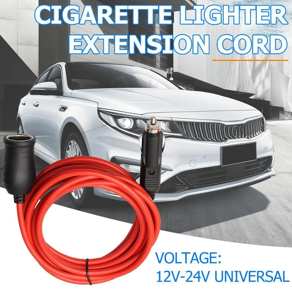 

12V 24V 10A Car Accessory Cigarette Lighter Socket Extension Cord Cable 3.6m Red