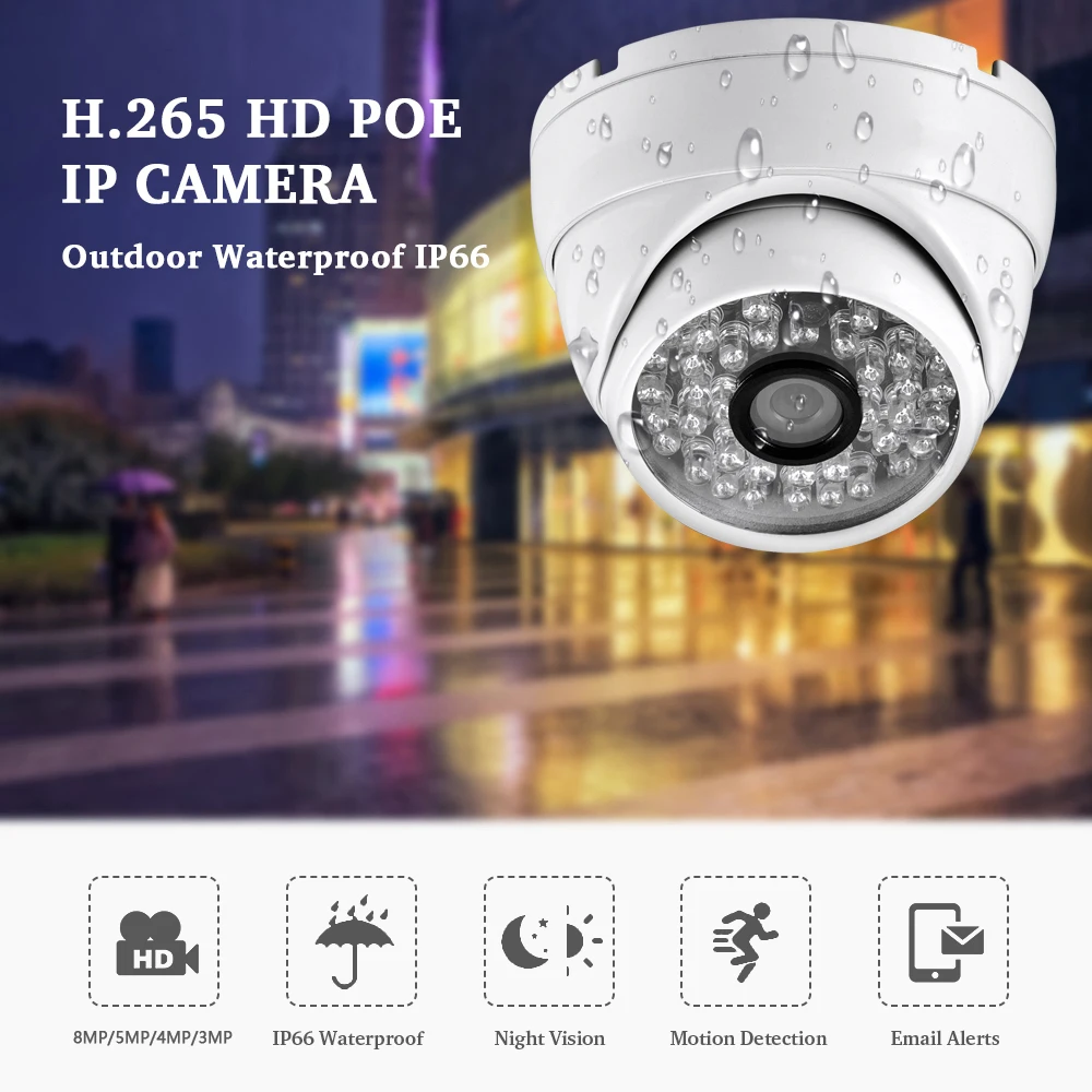 

AZISHN 4K Ultra HD 8MP купольная IP-камера безопасности H.265 + POE P2P CCTV уличная водонепроницаемая металлическая камера 5MP/4MP видеонаблюдение