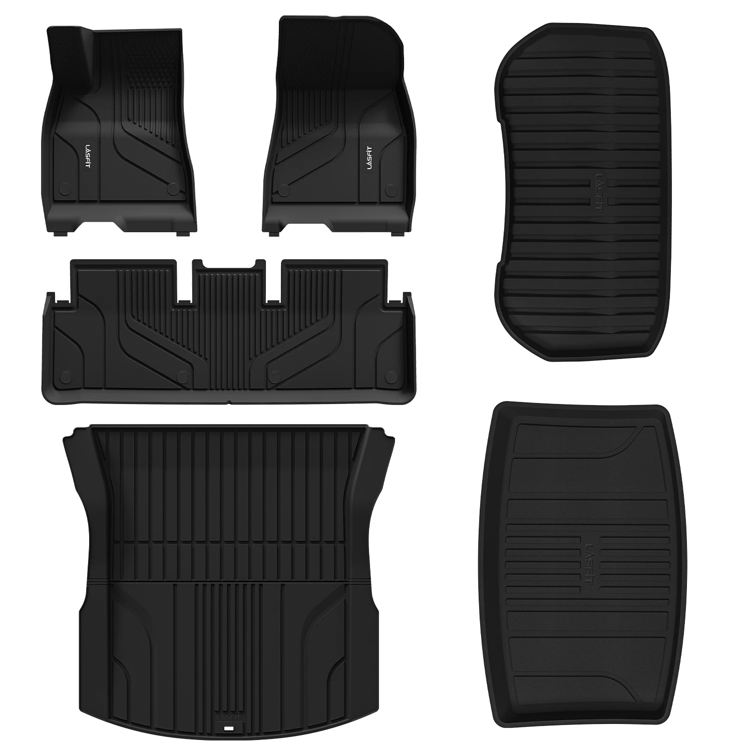 LASFIT Floor Mats Fit for Tesla Model 3 Highland 2024 Full Set 1st & 2nd Row & Front Trunk & Rear Cargo Liner & Trunk Well Mat