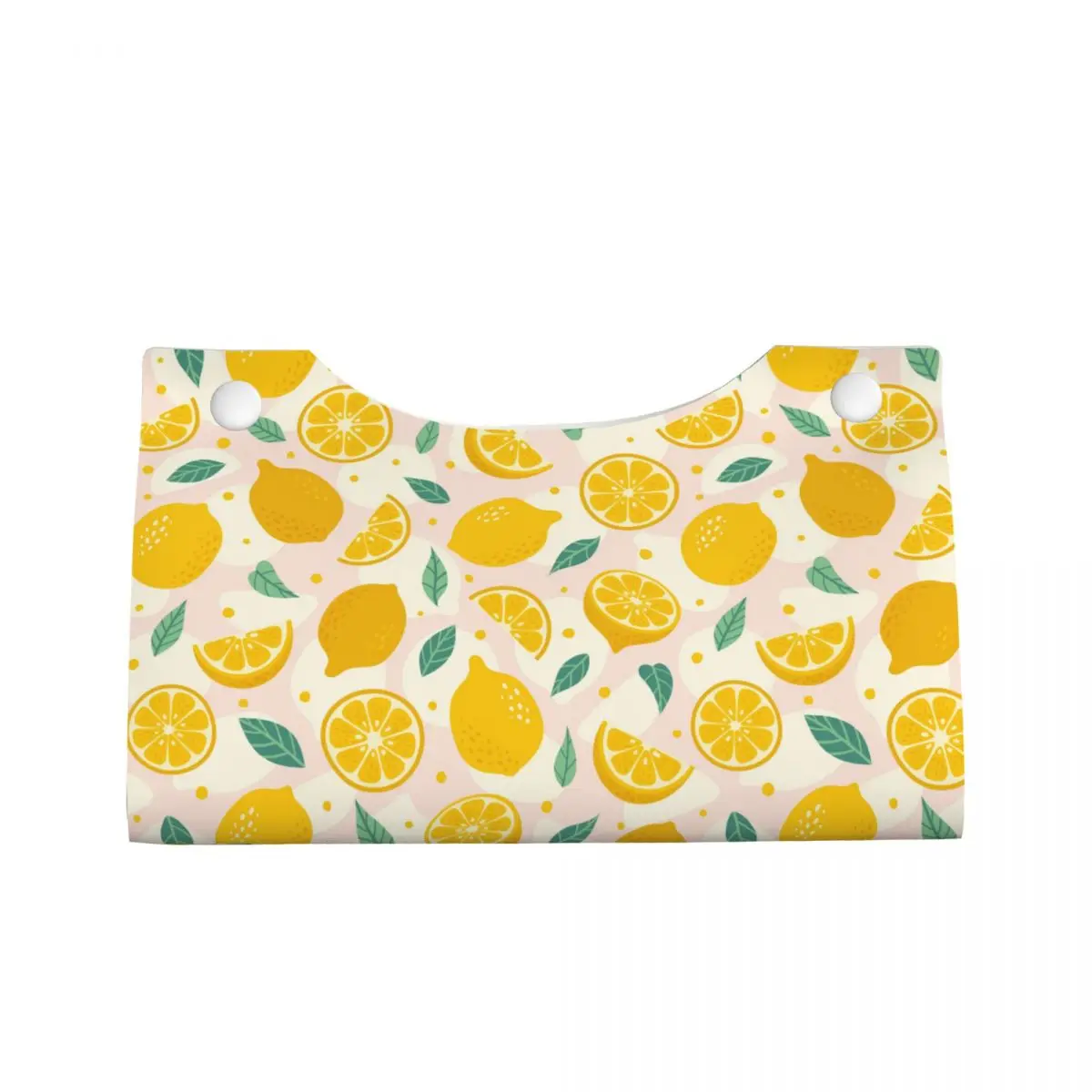 Custom Summer Tropical Fruit Lemon Pattern Tissue Box Holder Rectangular PU Leather Facial Tissue Box Cover for Car Office