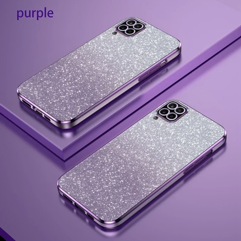 For Samsung A12 Case Galaxy M12 Phone Case Galaxy F12 SM-A125F SM-A125 Luxury Gradient Glitter Plating Silicone Back Cover Funda