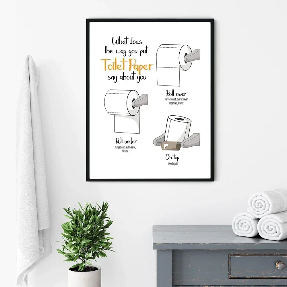 الشمال الملصقات والمطبوعات جدار صور مضحك ورق التواليت كارما تعريف الرسم على لوحات القماش الجدارية للحمام الحمام ديكور