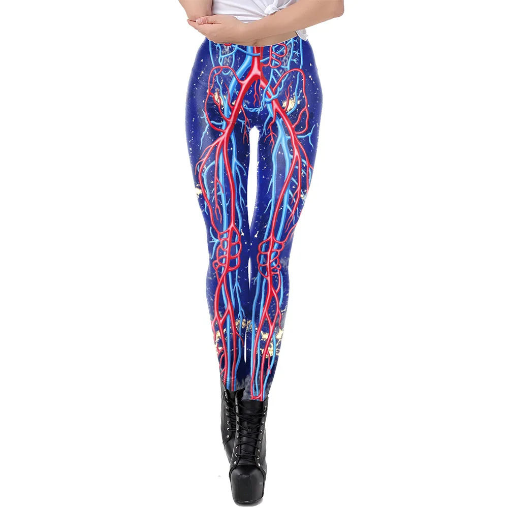 Nadanbao Funny Halloween Holiday Party Leggings Women Human Blood Vessel Printing Pants Sexy Elastic Tights Trousers