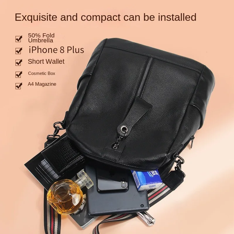 New Fashionable Versatile Backpack with Genuine Leather Head Layer and Soft Leather Leather Large Capacity Backpack