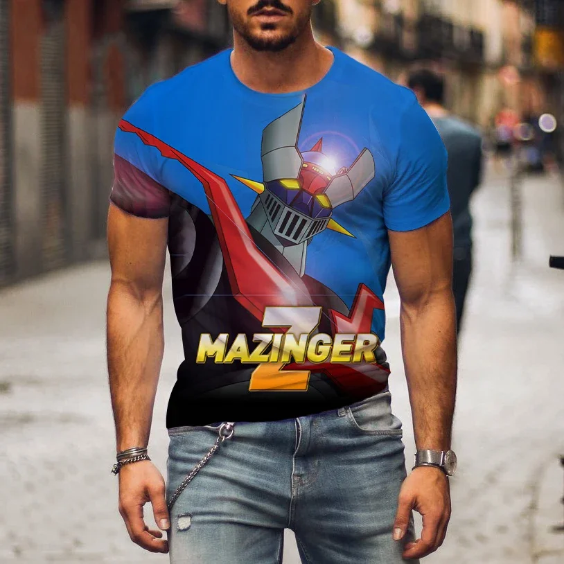 Mazinger Z 3D Print T-Shirts Anime Robot Casual Fashion Short Sleeve T Shirt Harajuku Tees Tops Kid