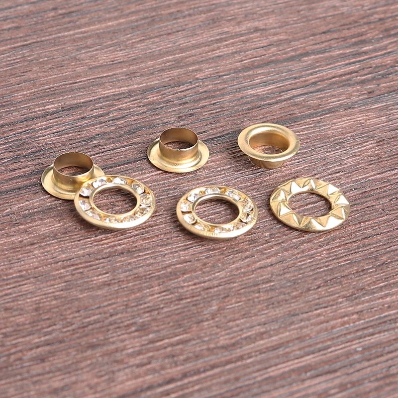 200sets Rhinestone Eyelets Brass Eyelet for Leathercraft Shoes Bag Canvas Dress Clothes Accessories Grommet Kit