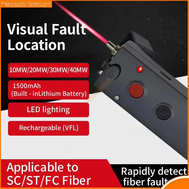 Visual fault locator 10/20/30/50MW VFL Recargable Fiber Optic RED Light Pen Fiber Optic Cable Test FTTH