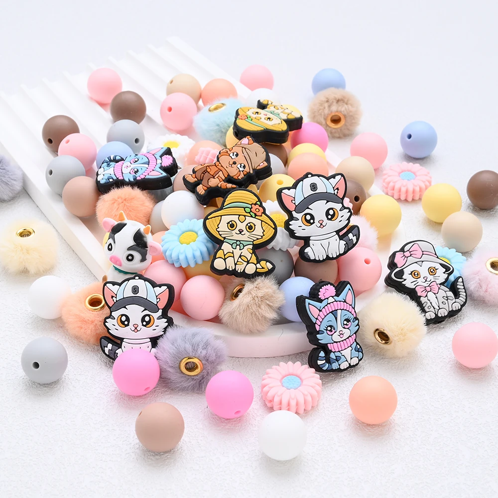 14Pcs Animal Silicone Beads Se - Baby Food Cat review and price