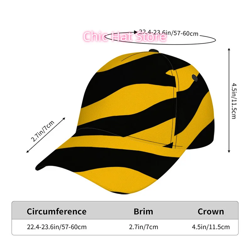 1pc of a Classic Baseball Cap Featuring Bold Yellow And Black Stripes, Designed to Be Lightweight And Adjustable. It'S Perfect f