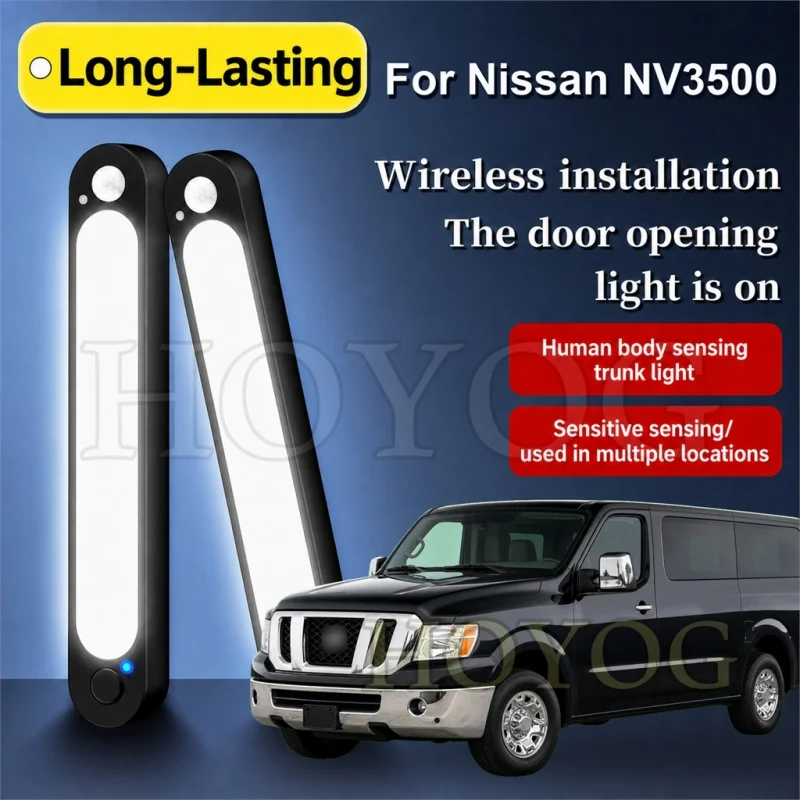 For Nissan NV3500 2012-2021 Car Boot Light LED Lamp Motion Sensor Stick On Magnetic Trunk Cargo Light Van Interior Cabin