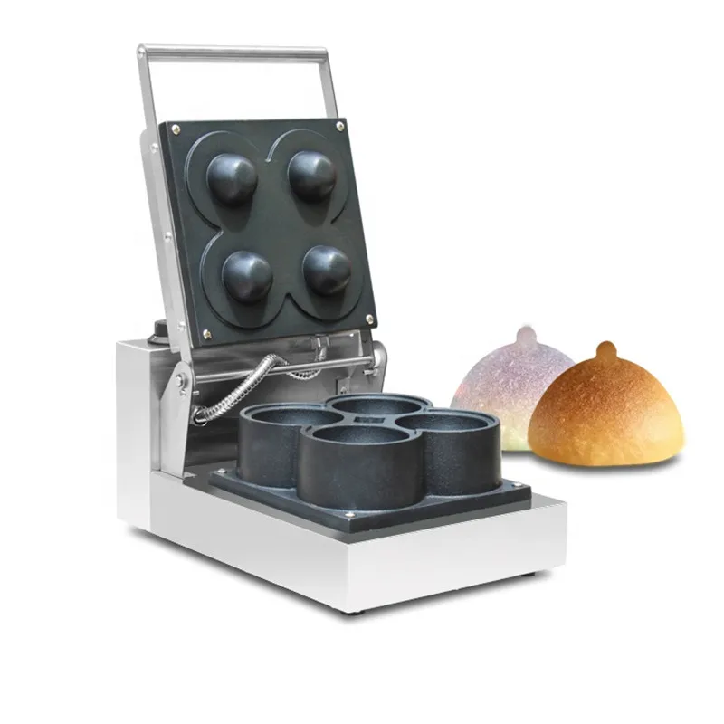 GCS 4 قطعة الكهربائية التجارية الفولاذ المقاوم للصدأ غير عصا النساء المعتوه الهراء شكل كبير الصدر الهراء بيكر الثدي الكهربائية صانع الوافل